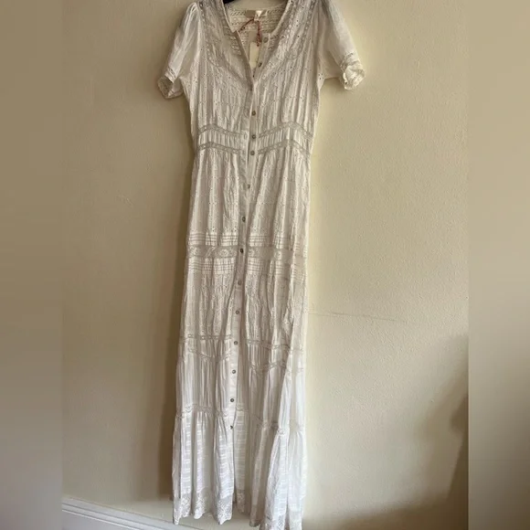 NWT $595 LoveShackFancy Medina Victorian Maxi White Lace Dress 2PC Size 2 - Picture 7 of 14
